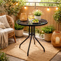 Gartentisch Bistrotisch Rund 60xH70cm Glas/Metall schwarz Balkontisch