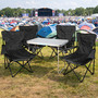 5-teiliges Campingm�bel Set Schwarz XL Tisch 80x60x68cm + Anglersessel