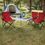 4-teiliges Campingm�bel Set rot XL Tisch 80x60x68cm + Campingst�hle