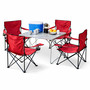 5-teiliges Campingm�bel Set rot XL Tisch 80x60x68cm + Campingst�hle