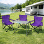 4-teiliges Campingm�bel Set lila XL Tisch 80x60x68cm + Campingst�hle