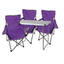 4-teiliges Campingm�bel Set lila XL Tisch 80x60x68cm + Campingst�hle