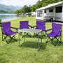 5-teiliges XL Campingm�bel Set lila Tisch 80x60x68cm + Campingst�hle