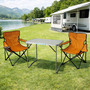 3-teiliges Campingm�bel Set orange XL Tisch 80x60x68cm + Campingst�hle