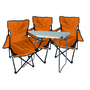 4-teiliges Campingm�bel Set orange XL Tisch 80x60x68cm + Campingst�hle