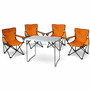 5-teiliges Campingm�bel Set orange XL Tisch Campingst�hle Tasche 