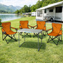 5-teiliges Campingm�bel Set orange XL Tisch Campingst�hle Tasche 