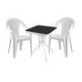 3-teilige Bistro Sitzgarnitur mit Kunststoff Stapelst�hlen