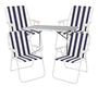5-teiliges Campingm�bel Set Alu L70xB50xH59cm blau-wei� gestreift