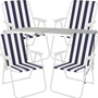 5-teiliges Campingm�bel Set Alu120x60x58/70cm blau-wei� gestreift