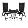 3-teilige Bistro Sitzgarnitur Schwarz/Weiss/Anthrazit mit Comfort Klappst�hlen
