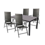 Gartengarnitur Sitzgarnitur 5-teilig 160x90cm Schwarz / Anthrazit 
