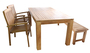 4-tlg. Teakholz Garnitur Esstisch 180x90x75cm + 1 Teakholz Bank + 2 Stapelsessel