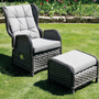 Rattan Relaxsessel Flachrattan verstellbare R�ckenlehne inkl. Polster und Fu�teil