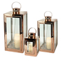 3er Set Edelstahl-Laternen 22/32/46cm 3 Lichterketten LED Kerzen
