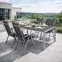 5tlg Gartenm�bel Set Alu Silber 180x90cm + 4 Hochlehner Textilen 