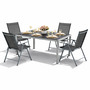 5tlg Gartenm�bel Set Alu Silber 180x90cm + 4 Hochlehner Textilen 