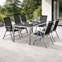 7tlg Alu Gartenm�bel Gartengarnitur Tisch 150x90cm Klappstuhl Textilen
