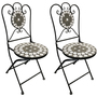 2 St�ck Mosaik Klappstuhl Gartenstuhl Bistrostuhl im Kreis Design Anthrazit/Grau