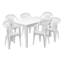 Sitzgarnitur Bistrogarnitur 7-teilig Wei� Kunststoff Holzoptik