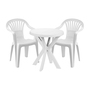 3 teilige Sitzgarnitur Bistrogarnitur Kunststoff Gartenm�bel Wei� Tisch + St�hle
