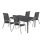 5tlg Gartenm�bel Set Alu silber Non-Wood 180x90cm + 4 Stapelst�hlen  
