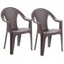 2er Set Gartenst�hle Stapelstuhl Rattan-Optik stapelbar Kunststoff Mokka