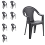 8er Set Gartenst�hle Stapelstuhl Kunststoff stapelbar Rattan-Optik Anthrazit