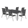 7tlg Gartenm�bel Set Alu Silber Non-Wood 180x90cm + 6 Stapelst�hlen  