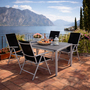 5tlg Gartenm�bel Set Alu Non-Wood 180x90x74cm + 4 Klappst�hle Silber