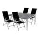 5tlg Gartenm�bel Set Alu Non-Wood 180x90x74cm + 4 Klappst�hle Silber
