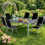 7-tlg Gartenm�bel Set Alu Non-Wood 180x90x74cm + 6 Klappst�hle Silber