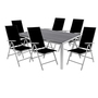 7-tlg Gartenm�bel Set Alu Non-Wood 180x90x74cm + 6 Klappst�hle Silber