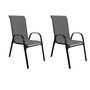 2 Stck XL Stapelstuhl Gartenstuhl Stapelsessel Metall schwarz Textilen Farbe Anthrazit