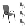 4 Stck XL Stapelstuhl Gartenstuhl Stapelsessel Metall schwarz Textilen Farbe Anthrazit