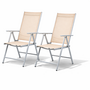 2er Set Garten Klappstuhl Aluminium - Textilen Silbergrau/Beige