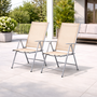2er Set Garten Klappstuhl Aluminium - Textilen Silbergrau/Beige