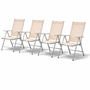 4er Set Garten Klappstuhl Aluminium - Textilen Silbergrau/Beige