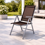 2er Set Garten Klappstuhl Aluminium - Textilen Silbergrau/Schokobraun