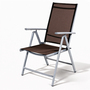 2er Set Garten Klappstuhl Aluminium - Textilen Silbergrau/Schokobraun