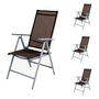 4er Set Garten Klappstuhl Aluminium - Textilen Silbergrau/Schokobraun