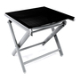 Garten Klapphocker Fu�hocker Silbergrau/Schwarz Aluminium - Textilen 