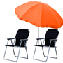  2x Campingstuhl Klappstuhl Schwarz + Sonnenschirm 180cm Orange