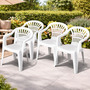 4er Stapelstuhl Bistrostuhl Gartenstuhl MOJAWO ALTEA Wei� Kunststoff 