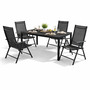 5tlg Gartenm�bel Set Alu Anthrazit Non-Wood Schwarz 160x90cm + 4 Hochlehner mit Textilen 
