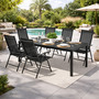 7tlg Gartenm�bel Set Alu Anthrazit Non-Wood Schwarz 160x90cm + 6 Hochlehner mit Textilen 