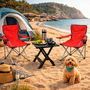 3tlg Camping Set Campingm�bel Klapptisch Anglerstuhl Campingstuhl rot