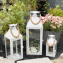 3er Laternen Set Windlicht Gartenlaterne wei� Metall 25/40/51cm