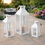 3er Laternen Set Stalllaterne Windlicht Wei� Metall H25/40/51cm 