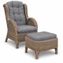 Rattan Relaxsessel mit Fu�hocker inklusive Sitzpolster Dunkel Grau